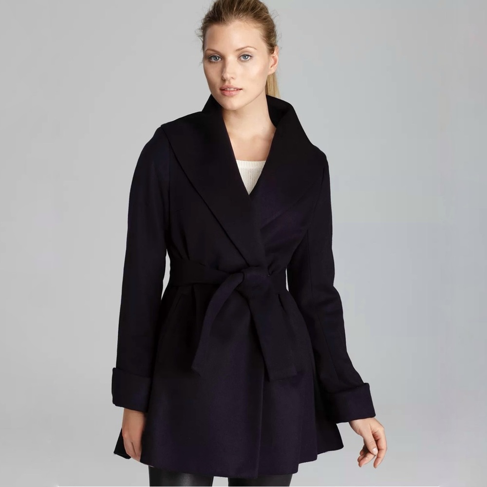 Trina Turk Lambswool Cashmere Blend Black Coat